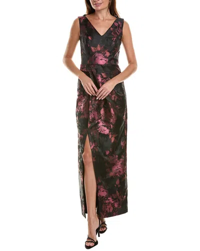 Kay Unger Liana Column Gown In Black