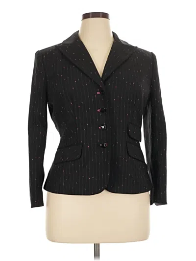Pre-owned Kay Unger Long Sleeve Top Black Collared Neckline Tops