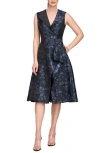 Kay Unger Lottie Sleeveless Fit & Flare Dress In Blue