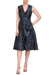 Kay Unger Lottie Sleeveless Fit & Flare Dress In Dark Midnight
