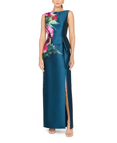 Kay Unger Luciana Column Gown In Blue
