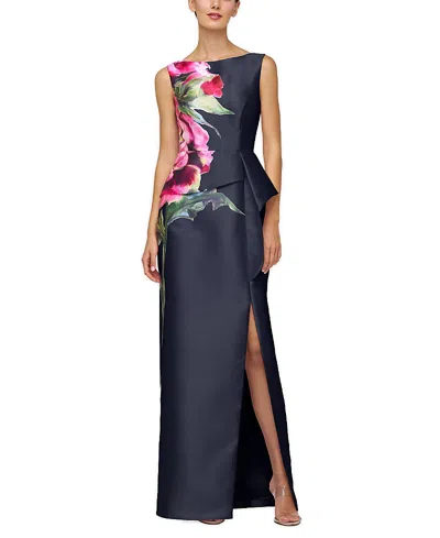 Kay Unger Luciana Column Gown In Midnight Blue