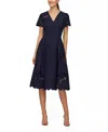 Kay Unger Luna Embroidered Midi Dress In Blue
