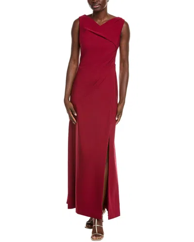 Kay Unger Nicolette Womens Pleated Polyester Evening Dress In Red