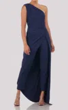 Kay Unger One Shoulder Jumpsuit In Midnight Navy