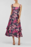 Kay Unger Paige Metallic Floral Jacquard Cocktail Dress In Multi