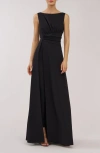 Kay Unger Palmer Sleeveless Maxi Jumpsuit In Black
