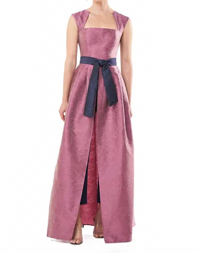 Kay Unger Patricia Walk Thru Jumpsuit In Heather Rose/navy In Pink