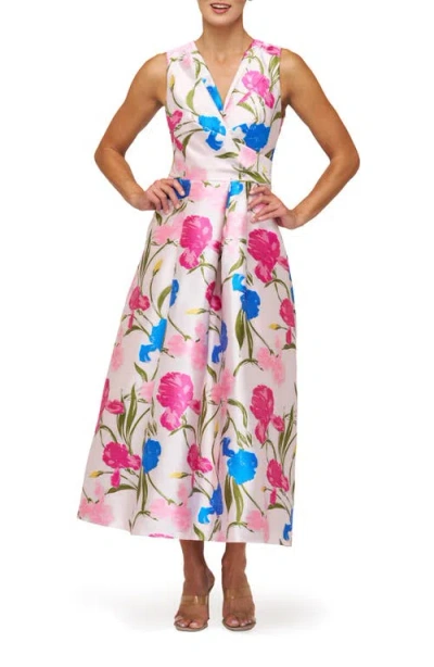 Kay Unger Payton Floral Sleeveless Cocktail Dress