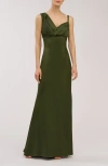 Kay Unger Pia Asymmetric Sleeveless Gown In Burgundy