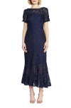 KAY UNGER KAY UNGER PORTIA LACE ASYMMETRIC HEM DRESS