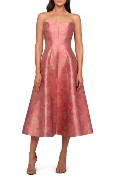 Kay Unger Quincy Strapless Midi Cocktail Dress In Pink