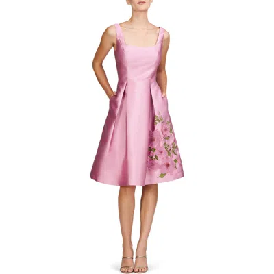 Kay Unger Rebekah Sleeveless Satin Cocktail Dress In Berry Sorbet