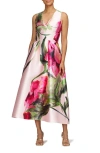 Kay Unger Regina Floral Midi Dress In Blush