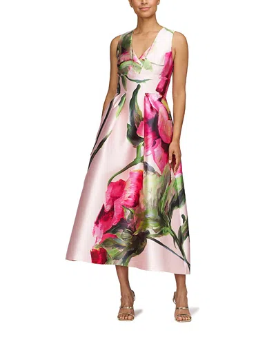 Kay Unger Regina Tea Length Dress In Multi