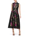 Kay Unger Rosemarie Floral Cocktail Dress In Black