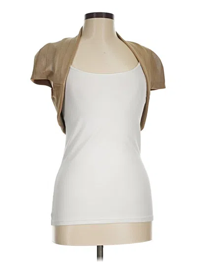 Pre-owned Kay Unger Short Sleeve Top Tan Halter Neckline Tops In Brown