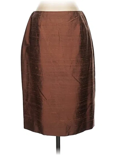 Pre-owned Kay Unger Silk Skirt In Brown