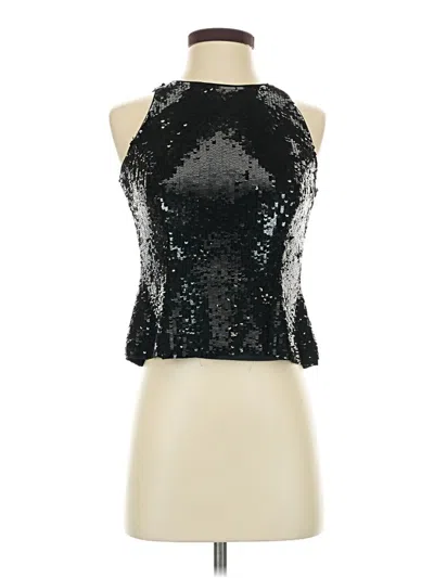 Pre-owned Kay Unger Sleeveless Silk Top Black Halter Neckline Tops