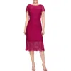 Kay Unger Tatum Floral Lace Midi Cocktail Dress In Sangria