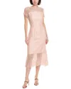 Kay Unger Tatum Floral Lace Midi Cocktail Dress In Pink
