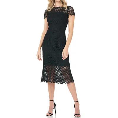 Kay Unger Tatum Womens Embroidered Midi Cocktail And Party Dress