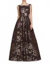Kay Unger Theodora Gown In Espresso In Brown