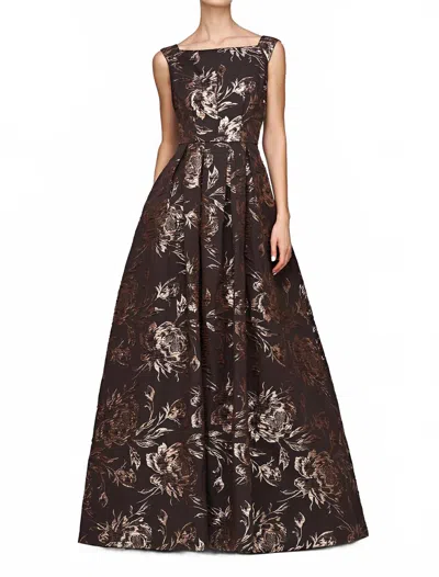 Kay Unger Theodora Gown In Espresso In Brown