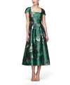 Kay Unger Tierney Tea Length Dress In Green