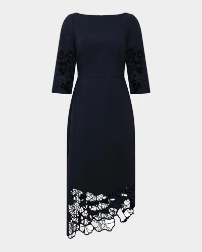 Kay Unger Vanna Guipure Lace Midi-dress In Black
