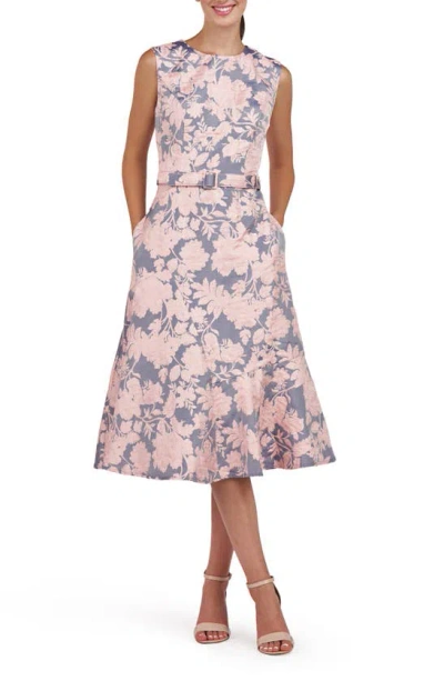 Kay Unger Verity Sleeveless Belted Cocktail Dress In Soft Blush