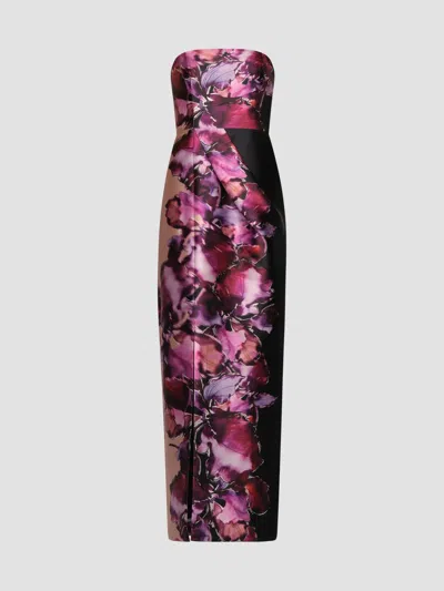 Kay Unger Women's Alana Floral Mikado Column Gown In Black Multi