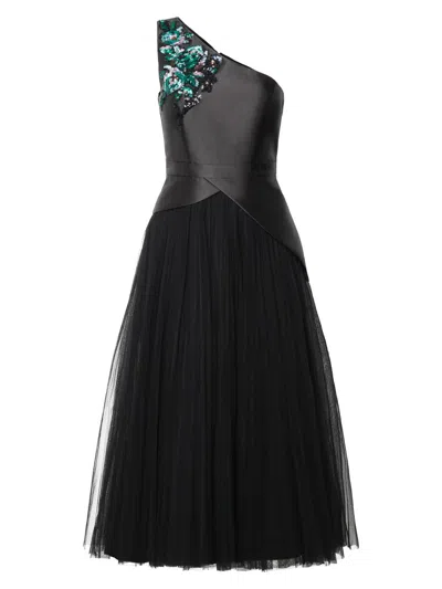Kay Unger Women's Annabeth Embellished One-shoulder Cocktail Dress In Black