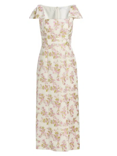 Kay Unger Women's Arianna Floral Jacquard Tea-length Cocktail Dress In Delicate Pink