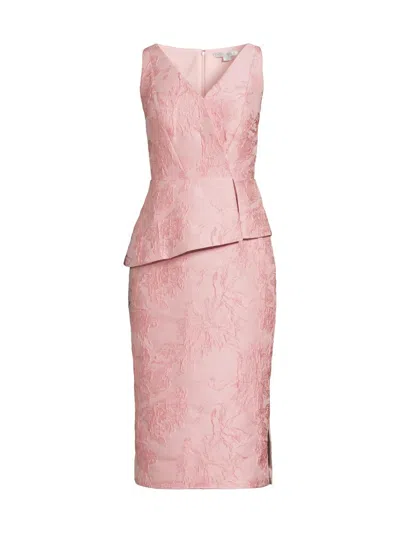 Kay Unger Women's Azalea Floral Jacquard Midi-dress In Pink