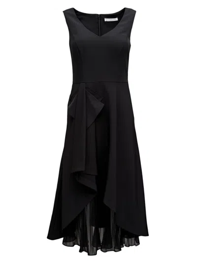 Kay Unger Women's Begonia Ruffled A-line Midi-dress In Black