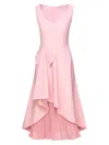 Kay Unger Begonia Womens Sleeveless Ruffled Midi Dress In Pink Mauve