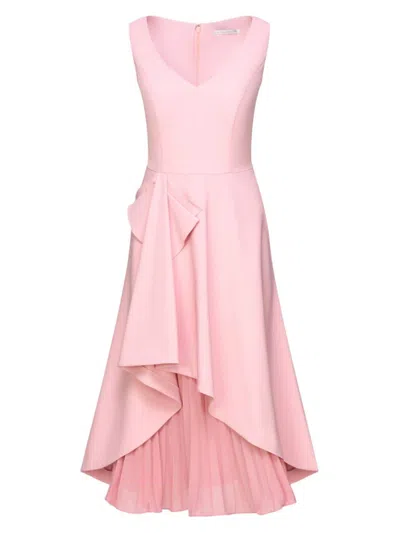 Kay Unger Begonia Womens Sleeveless Ruffled Midi Dress In Pink Mauve