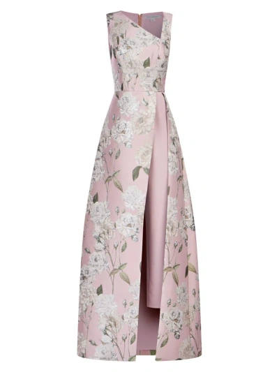 Kay Unger Women's Bennet Floral Jacquard Walk-thru Jumpsuit In Pink Pearl