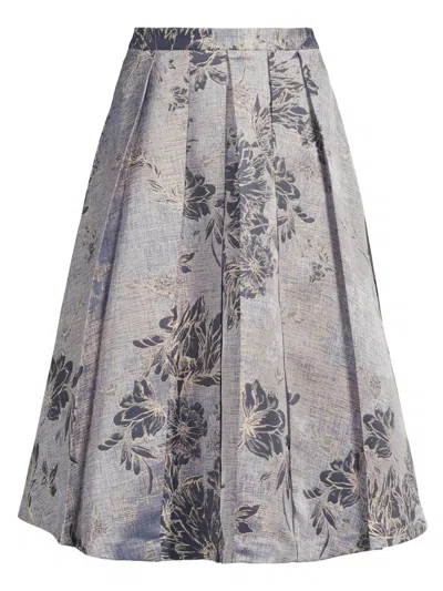 Kay Unger Women's Bettina Jacquard Box Pleat Midi-skirt In Gray