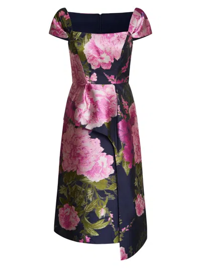 Kay Unger Women's Blanca Floral Satin Sash Midi-dress In Pink