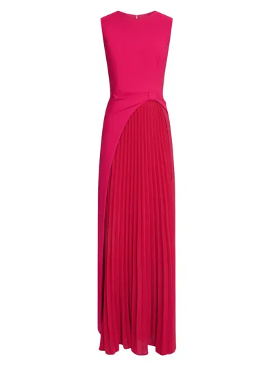 Kay Unger Women's Brielle Pleated Stretch-crêpe Gown In Red