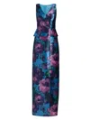 Kay Unger Celeste Column Gown In Multi