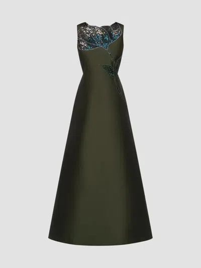 Kay Unger Women's Charlene Beaded Taffeta A-line Gown In Forest Elf