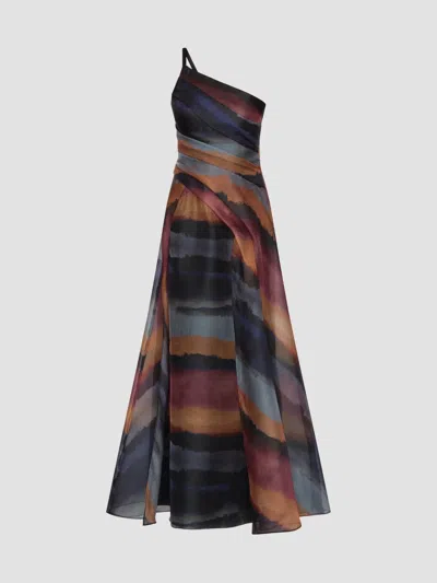 Kay Unger Women's Daniela Watercolor-print One-shoulder Gown In Multi