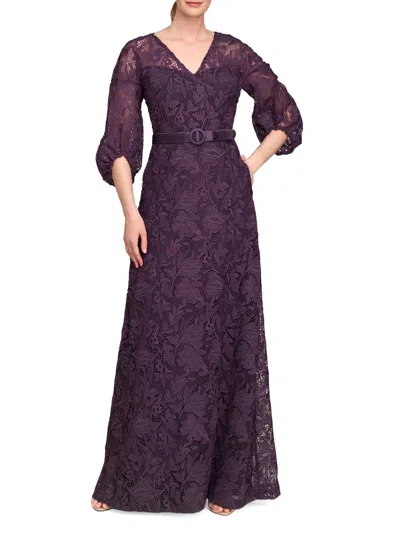 Kay Unger Women's Delaney Lace A-line Gown In Purple