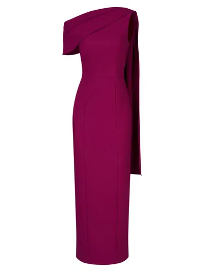 Kay Unger Dominca Drape One-shoulder Gown In Boysenberry