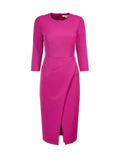 Kay Unger Doreen Midi Dress In Vivid Berry