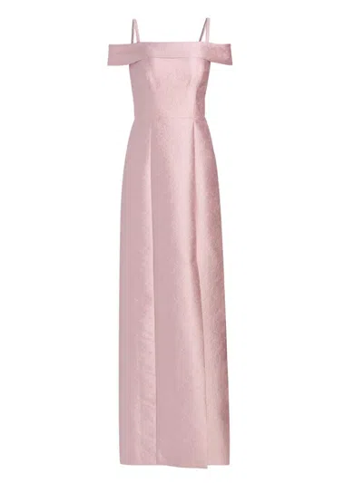 Kay Unger Edith Jacquard Off-the-shoulder Column Gown In Pink