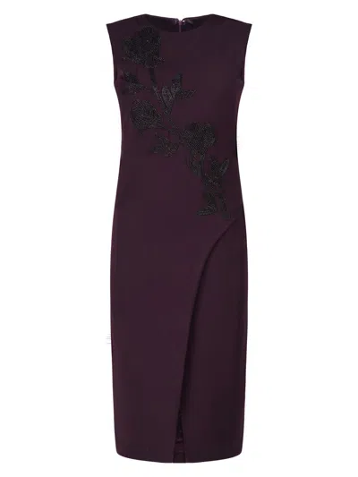 Kay Unger Women's Ellery Embellished Sleeveless Midi-dress In Purple